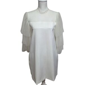 Gracia White Dress Ruffle Mesh Tiered Sleeves Bridal Dress Medium